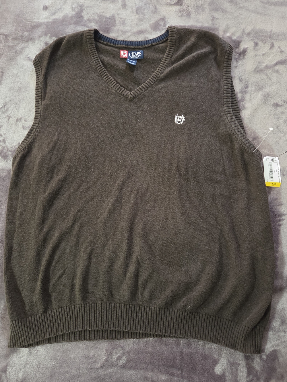 Chaps Men's V-Neck Brown Sweater Vest